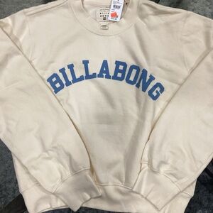 Billabong Cream Crewneck Sweatshirt with Blue Logo